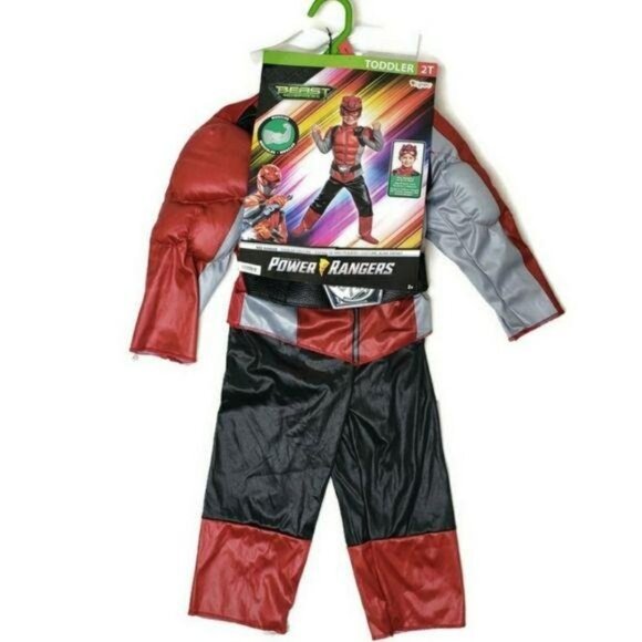 Power Rangers Beast Morphers Muscle Halloween Costume Toddler 2T Red Ranger - Picture 5 of 9